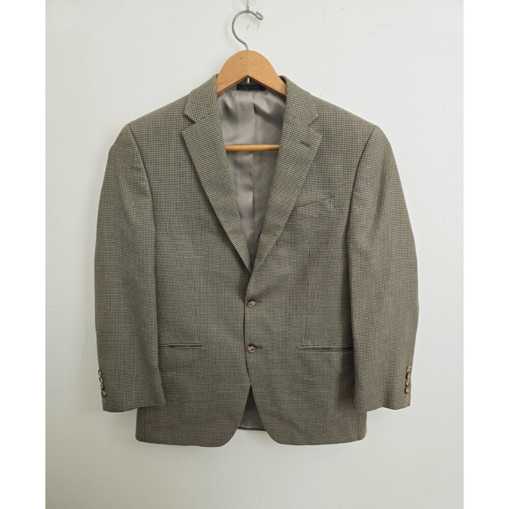Lauren Ralph Lauren Silk Wool Houndstooth Blazer Sports Suit Jacket Coat 40 R
